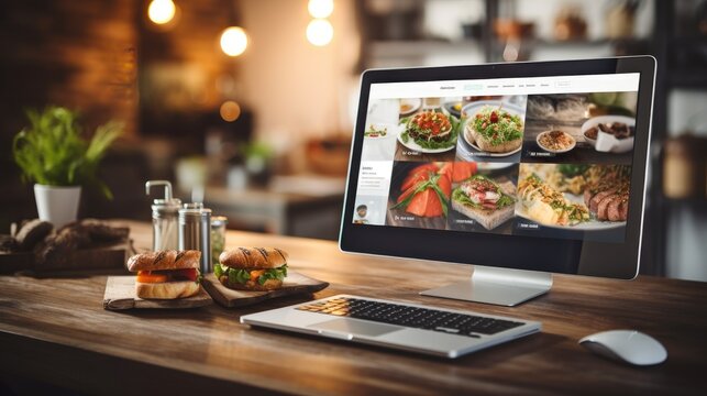 Event catering service, foods business provides menu and price online platform for clients, AI generated, copy space for text