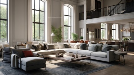 Obraz na płótnie Canvas Modern luxury living room interior inspired by elegant palette 