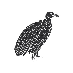 Fototapeta premium Vulture Bird Doodle Icons Black and White Line Art. Animal Clipart Hand Drawn Symbol Design.