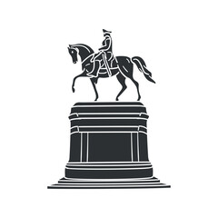Boston, MA, USA Icon Silhouette Illustration. Washington Statue Vector Graphic Pictogram Symbol Clip Art. Doodle Sketch Black Sign.