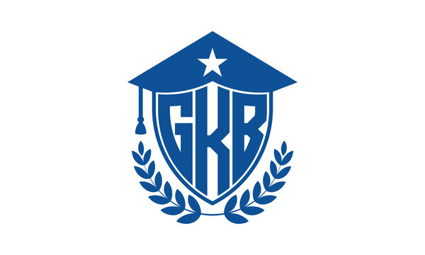 GKB three letter iconic academic logo design vector template. monogram, abstract, school, college, university, graduation cap symbol logo, shield, model, institute, educational, coaching canter, tech