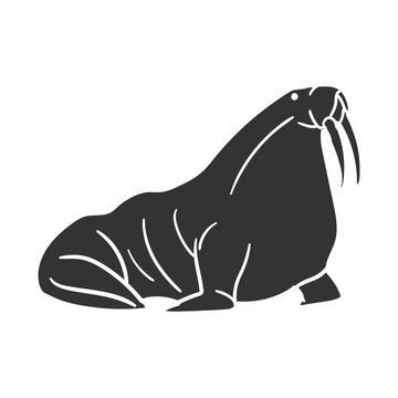 recommend clip art: Walrus Icon Silhouette Illustration. Arctic Animals Vector Graphic Pictogram Symbol Clip Art. Doodle Sketch Black Sign.