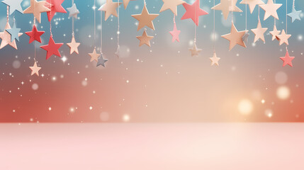 Holiday decorative border, festive background with festive star decoration