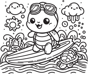 cute turtle coloring page