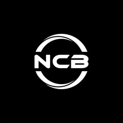 NCB letter logo design with black background in illustrator, cube logo, vector logo, modern alphabet font overlap style. calligraphy designs for logo, Poster, Invitation, etc.