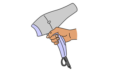 line art color of hair dryer vector illustration