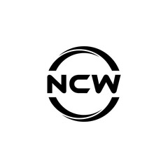 NCW letter logo design with white background in illustrator, cube logo, vector logo, modern alphabet font overlap style. calligraphy designs for logo, Poster, Invitation, etc.