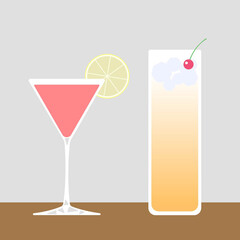 Beautiful and delicious-looking cocktails lined up