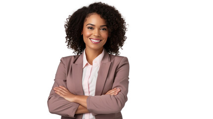 young african american woman wearing business clothes happy face isolated on transparent and white background.PNG image