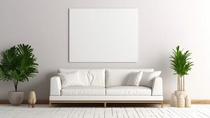 Fototapeta na wymiar Modern, white minimalist interior. Modern interior design for posters in the living room