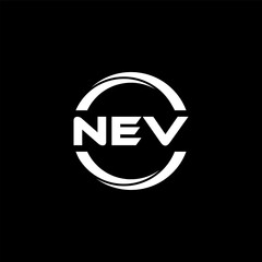 NEV letter logo design with black background in illustrator, cube logo, vector logo, modern alphabet font overlap style. calligraphy designs for logo, Poster, Invitation, etc.