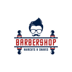 Barbershop Logo with barber pole in vintage style