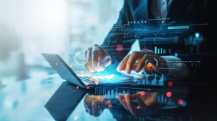 businessman using interface financial bankin payment