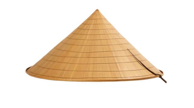Vietnamese Conical Hat (Non La) isolated on transparent and white background.PNG image.