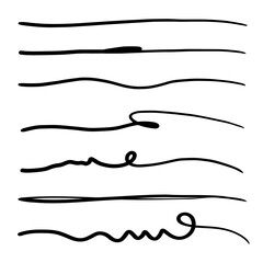 Vector collection of hand drawn lines, brush lines, brush strokes, underline - obrazy, fototapety, plakaty