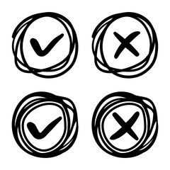 hand drawn Doodle abstract of Checkmark icon in Vector illustration