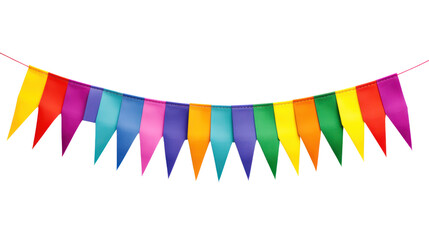 Colorful pennant chain isolated on white background. - obrazy, fototapety, plakaty