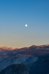 Full moon in a Sunset at Yosemite National Park