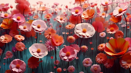 Naklejka premium Colorful flowers background, spring season concept