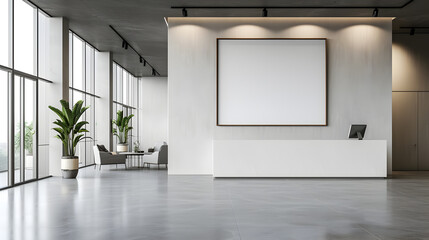 Modern office interior, with blank board, generative ai - obrazy, fototapety, plakaty