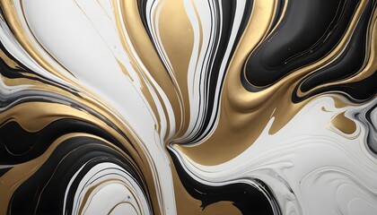 Gold, black, white abstract Liquid fluid marble. 