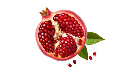 Pomegranate half isolated on transparent and white background.PNG image.