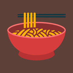 Ramen Noodle Icon Sticker Illustration