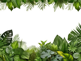 Tropical Leaves Header and Footer Border Isolated on Transparent Background  © RenZen