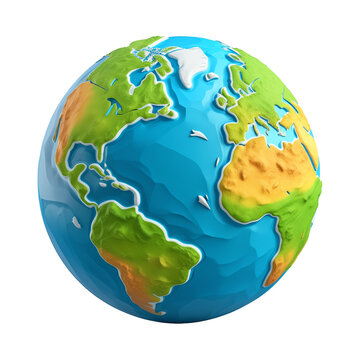 3D Planet Earth Isolated on Transparent Background
