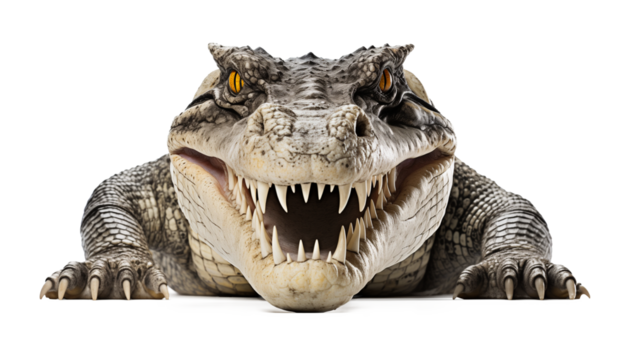 Crocodile Front View Isolated on Transparent Background
