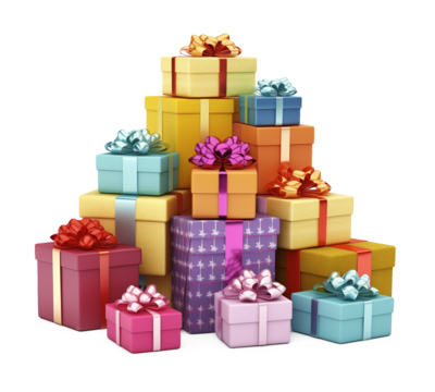 Pile of Gifts Isolated on Transparent Background
