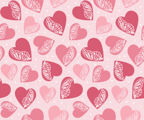 Seamless Valentine Heart Pattern On Pink Background