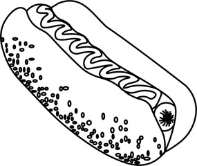 Hot Dogs Outline Vector Illustration