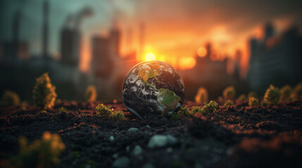 Earth on Drought Land or Dried Cracked Land Due to Water or Rain Crisis ,nternational Earth day climate change and global warming concep