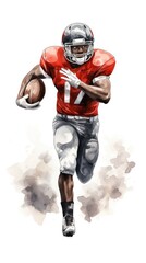 american football player Football and helmet, clip art, cartoon illustration, watercolor clip art on white background.