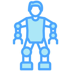 Bio Robot blue color icon. relate to robotic engineering and technology theme. use for UI or UX kit, web and app development.