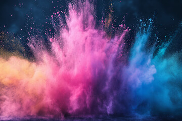 Colored powder explosion. Rainbow colors dust background. Multicolored powder splash background - obrazy, fototapety, plakaty
