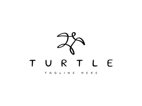 abstract turtle line logo design
