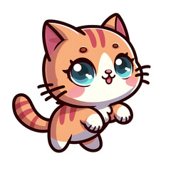 Sticker with the image of a cartoon kitten, artificial intelligence