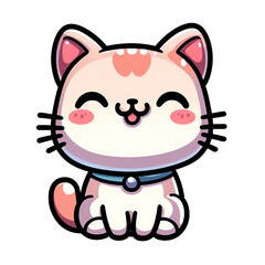 Sticker with the image of a cartoon kitten, artificial intelligence