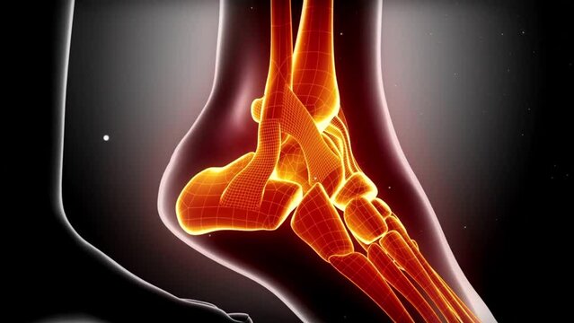 ANKLE joint skeleton x-ray scan in black
