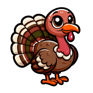 Sticker with the image of a cartoon turkey