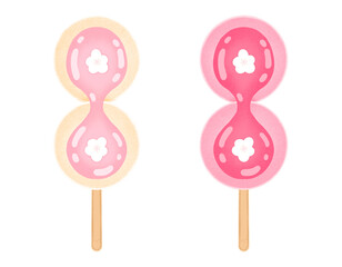 Dango Cartoon illustration Dango Isolated Pink Dango Sakura Dango Japanese Dessert