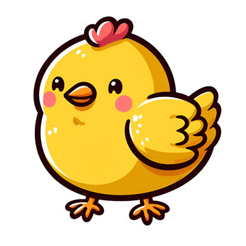 Sticker with the image of a yellow chicken