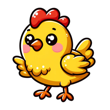 Sticker with the image of a yellow chicken