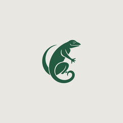 トカゲをシンボリックに用いたシンプルなロゴのベクター画像
