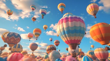 Fototapeta premium A balloonfilled hot air balloon race with each balloon trying to get the most air inside to lift them higher and faster than the rest.