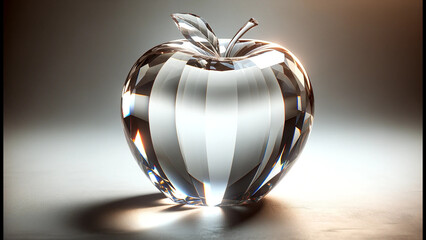 Crystal Clear Apple on Elegant Surface