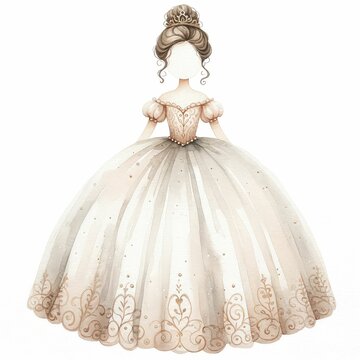 recommend clip art: princess in a ballgown.  watercolor illustration. Beautiful Bridesmaid. Beautiful Girl in Luxury Party Gown. bride in wedding, princess illustration.. white background.