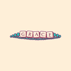 Cute rough lettering text in groovy retro 70s aesthetic style. Fun decoration sign, poster print sticker or greeting card concept.